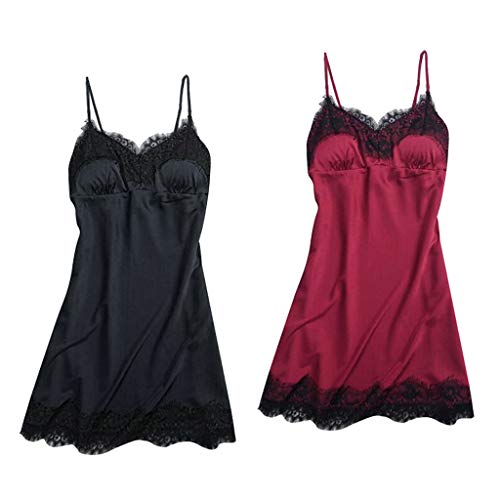 Serenable 2 PCS Feminino Decote Em V Pijama Roupa De Dormir Lingerie