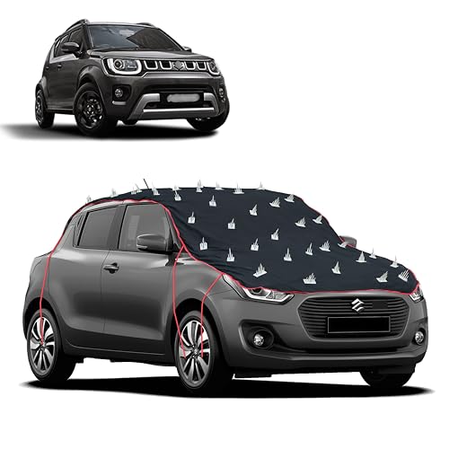 Image of Dog Protection Spike Car Cover for Maruti Suzuki IGNIS Bonnet to Roof Easy Installation with 4 Elastic Hook Strap, Anti-Scratch Soft Cotton Inner, Complete Protection from Street Dogs & Monkeys
