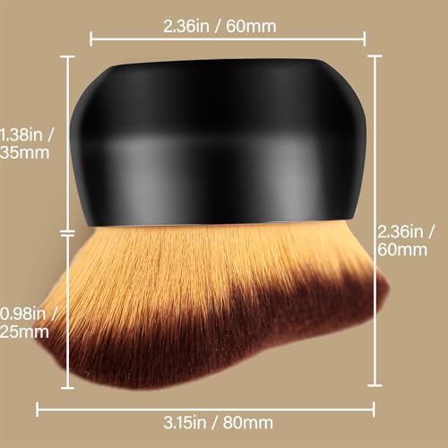 Image of Extra Large Body Makeup Brush For Self Tanner, Leg Makeup &Bronzer Blend,75 mm Wide-headed Kabuki Brush Provides More Even &Pretty Application, Oval Face&Back Makeup Brush, Wet&Dry Use- Black