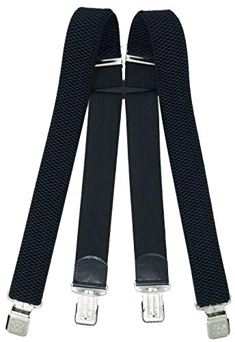 Xeira Hosenträger für Herren und Damen Extra Stark und Extra Lang mit 4 XL ADLER Clips 4cm Breit (Schwarz) Cover