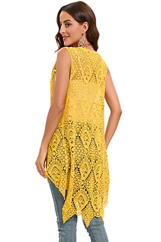 Wesure Women'S Crochet Lace Vest Boho Sleeveless Kimono Irregular Hem Cardigan thumb #1