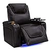 Seatcraft pantheon big tall home theater seating living room 400 lbs capacity italian leather power recliner powered headrest and lumbar cupholders arm storage brown  urban country home decor