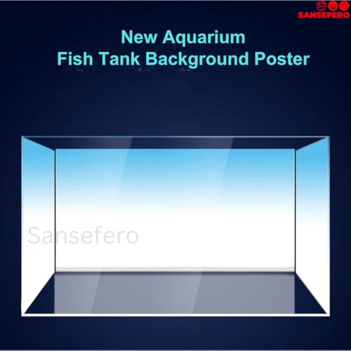 Image of Premier Plants Aquarium Fish Tank Background Blue and White Sticker Poster for Aquarium Background Gradient Poster (2 Feet Height & Length)