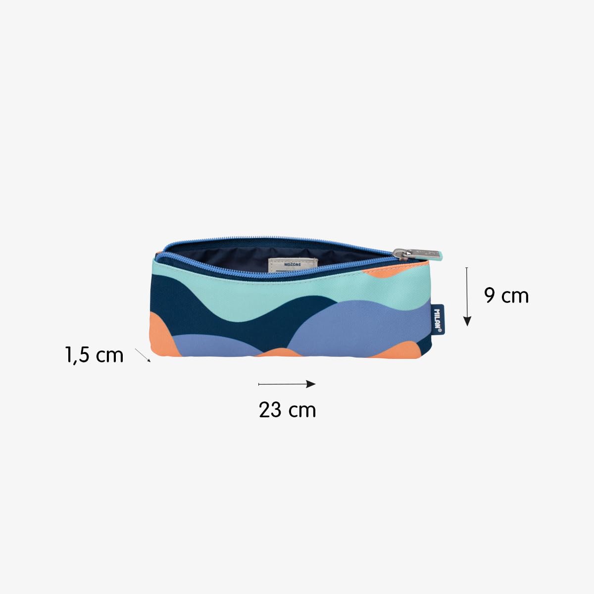 MILAN® The Fun Series Small Flat Pencil Case, Blue, Multicoloured - Image 3