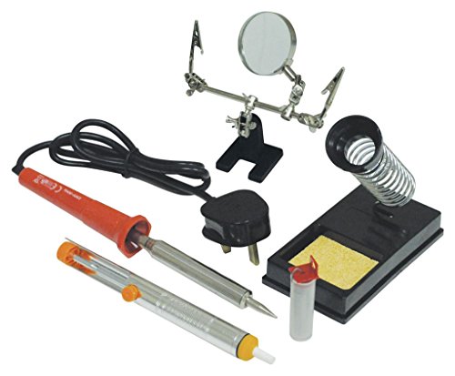 Soldering Iron Tool Kit Set Stand Sponge Desolder Pump Solder Wire Magnifier Inc. Helping Hand