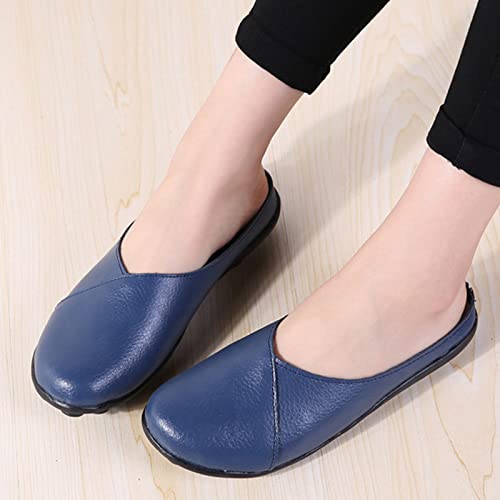 Women's Casual Leather Mueller Closed Toe Backless Lightweight Comfy Flat Slip-On Sandals Slides Clogs Slippers Dressy Loafer Shoes (Red,11,Women,11) #TOP6