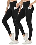 LZYVOO 2 Pack Fleece Lined Leggings for Women, High Waisted Winter Warm Yoga Pants with Pockets...