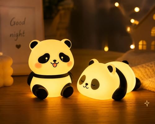 Image of Cubbie Cute Sleeping & Sitting Panda Night Light Lamp Battery Operated Table and Desk Decorations Gift Pandas (Pack of 2)