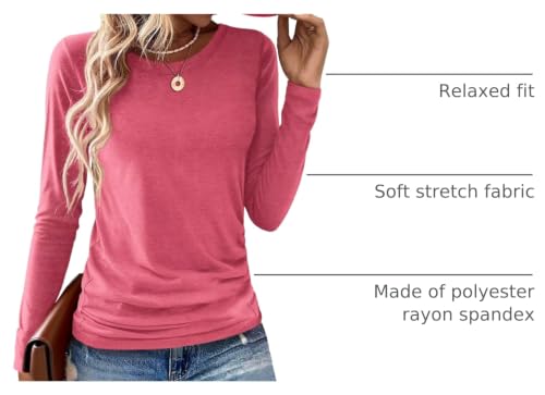 Image of Gihgoew 2 Pack Womens Tops Crewneck Soft Long Sleeve Shirts Fall Clothes Casual Tshirts Basic Tee