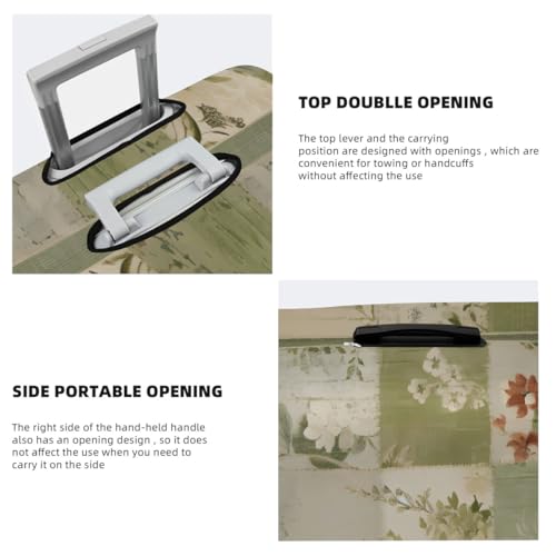 Geometric Flower Green Plaid Stretchable Luggage Covers for Suitcase TSA Approved, Dust Proof and Scratch Resistant Travel Luggage Protector for Carry On (22-24 in)4