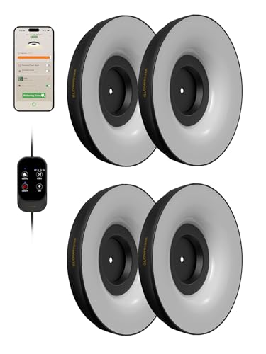 GLOWRIUM Grow Lights for Indoor Plants 32W Smart Full Spectrum LED Grow Light Auto Timer and Stepless Dimming Plant Assistant with Watering Reminder Modular Design (Black 4PCS)