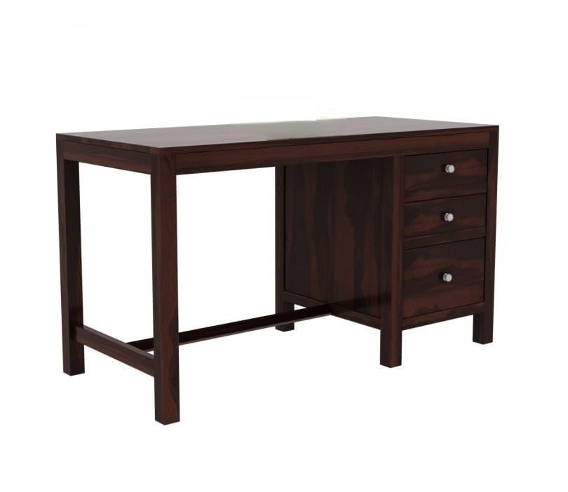 Image of sheesham Wood Study Table and Computer Table for Students and Adults with Storage (134.6D x 61W x 76.2H Centimeters) (Walnut)