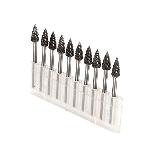 Set 10 Piezas Fresas Carburo Tungsteno Mango 3mm Cabeza 6mm miniatura 1
