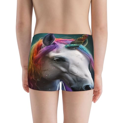 Boys' Cotton Boxer Brief Soft Underwear-Colorful Haired White Horse3