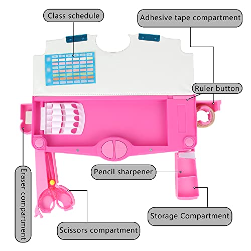 Image of Minache Multifunction Pencil Case Pencil Box with 2 Compartments Cartoon Pattern Stationery Set with Pop Out Scissors and Pencil Sharpener, 7483+Style 5, bh-07483-05AD