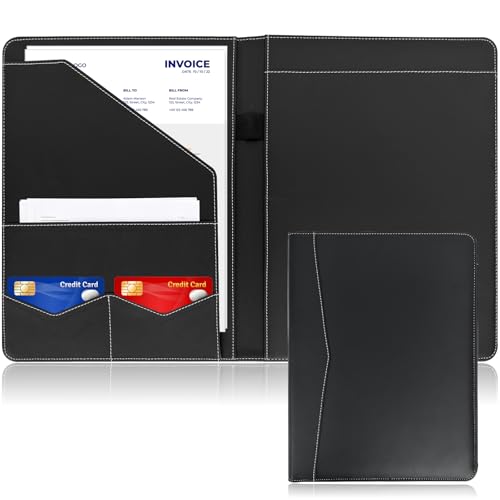 Image of Professional Padfolio Portfolio Folder - Faux Leather Resume Organizer with Document Pockets, Card Slots & Pen Holder - Interview Folder for Job Seekers, Students & Office Meetings