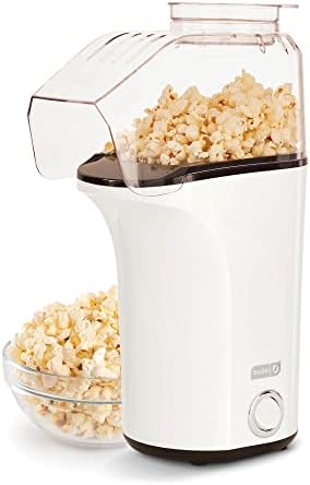 DASH Hot Air Popcorn Popper Maker with Measuring Cup to Portion Popping Corn Kernels + Melt Butter, 16 Cups - White