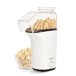 DASH Hot Air Popcorn Popper Maker with Measuring Cup to Portion Popping Corn Kernels + Melt Butter, 16 Cups – White
