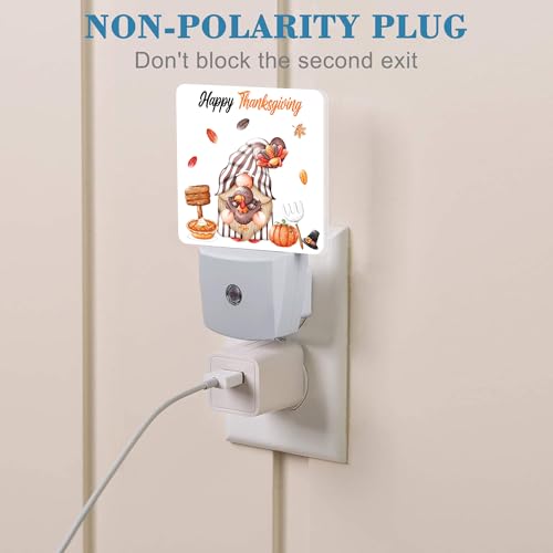 Image of Thanksgiving Cute Gnome Turkey Pumpkin Night Light for Kids, LED Night Light Plug into Wall with Dusk to Dawn Sensor for Girls Boys Women Room Decor,Hallway,Kitchen,Bathroom,Nursery,Stairs