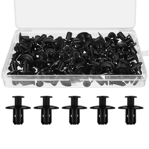 Adiwo 60 Pièces Clips de Fixation Voiture, 8mm Kit de Clips de Fixation Parechocs pour Voiture, Rivet Plastique Trousse pour Pare-Chocs Porte de Fender Push...