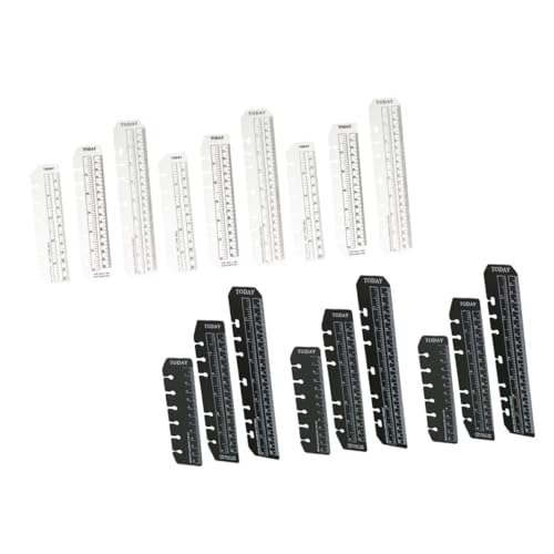 LIFKOME 18個 孔活頁用 プラスチック製 多機能ブックマーク定規 軽量薄型 透明ブラックページマーカー付き 読書補助ツール