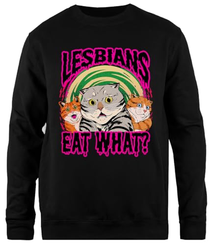 TAMBOOTEE Lesbians Eat What Schwarzes Unisex-Pullover-Sweatshirt Mit Schlichter Passform