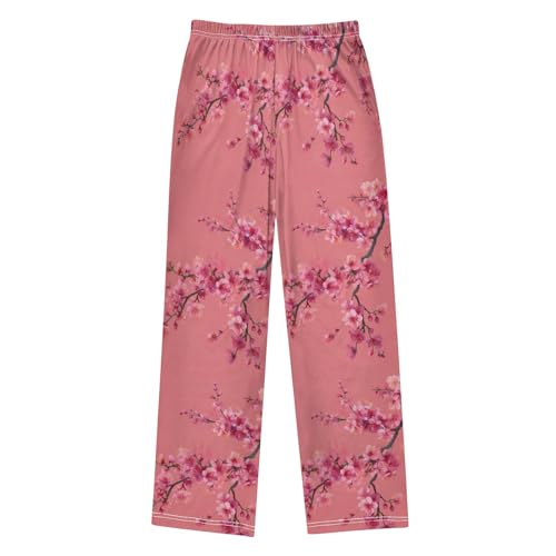 Pajama Pants Lounge Sleep PJ Bottoms Sleepwear Elastic Waist Drawstring S Cherry Blossoms2