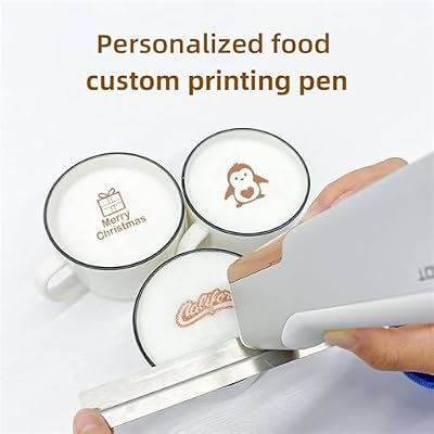 Handheld Food PrintPen, Food Printer,Food Mini Handheld Edible Printer,Wireless Food-Grade Coffee Latte Art Printer,Food Machine Print Pen in Bread Cake,Brown