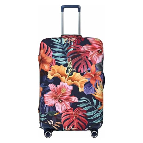 Tropical Flowers Leaves Luggage Cover Washable Elastic Suitcase Cover Anti-Scratch Travel Luggage Protector Covers for Kids Adult S fits 18-21 inch Suitcase