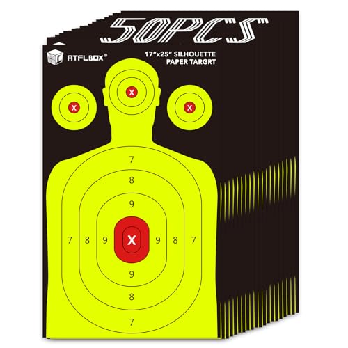 atflbox silhouette paper target for the range 17x25 inch high visibility target paper for indoor and outdoor shooting practice suitable for handgun pistol rifle airgun pellet bb gun