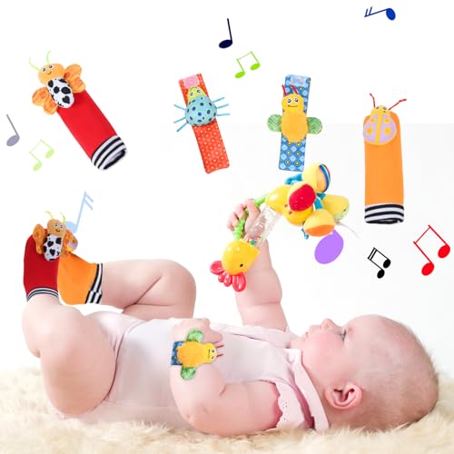 Vicloon Baby Rattle, 4 Pezzi Neonato Sonagli Calzini da Polso a Sonaglio per Bambini, Neonato Sonagli Calzini in...