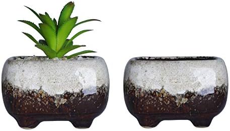 ARTKETTY Succulent Plant Pots - 12 CM Ceramic Cactus Plant Pots with Drainage Hole Small Flower Plant Pots for Indoor/Outdoor Pack of 5