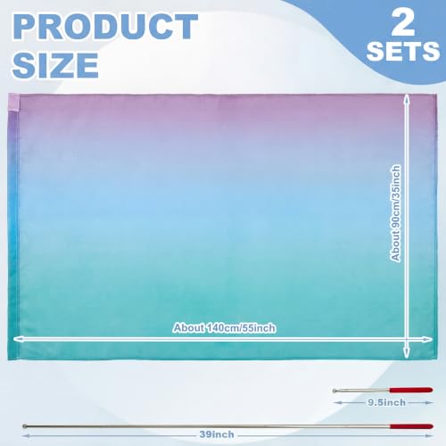 Image of Jecery 2 Pack Praise Dance Worship Flags, 35''x 55'', Green Blue Purple