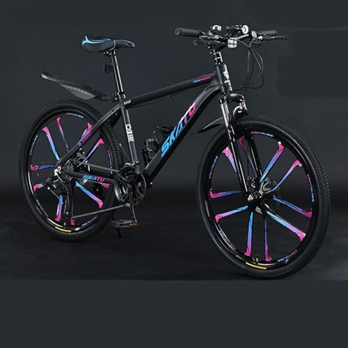Wmmner Bicicleta de Montaña de 24 Pulgadas con Cuadro de Aleación de Aluminio, Frenos de Disco, Velocidad, para Estudiantes, Todoterreno, con Amortiguación, para Hombres Y Mujeres Adultos/B/21 Velocid