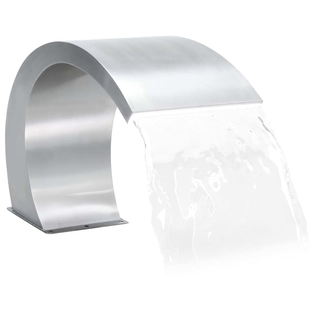 Cascata per piscina con LED in acciaio inox, 30 x 60 x 45 cm, gioco d'acqua con 15 luci LED bianche, resistente al cloro, per laghetto da giardino, terrazza e relax all'aperto
