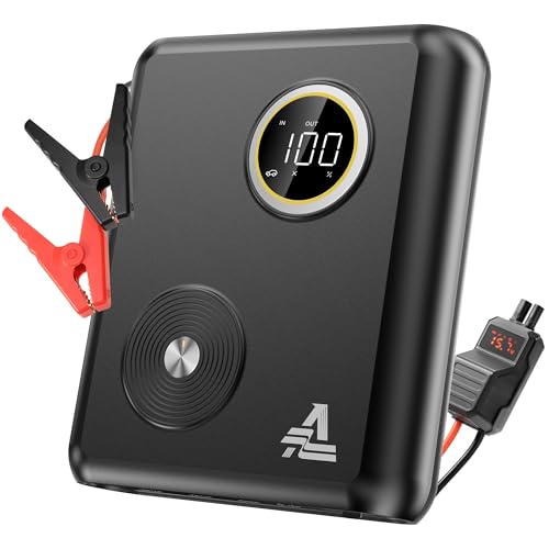 Industry's First Sodium 27500mAh 6000A Car Battery Jump Starter with PD 60W, 12V Portable Car Jump Starter for All Gas/12L Diesel Engine, 10-Year Standby Car Accessories with LED Display, 1500LM Light