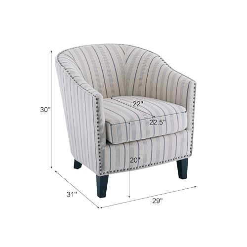 Sillón clásico rayas beige y azul miniatura 2