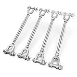 hannger Turnbuckle, 4 Pack 1/4' (M6) 304 Stainless Steel Turnbuckles for Cables Wire, Closed Body Design, 1600 lbs Working Load Limit - Heavy Duty Wire Tensioner for Shade Sail Hardware, Clothesline