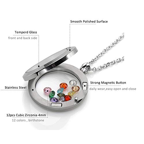 Jovivi 25mm/30mm Living Floating Memory Glass Locket Necklace - Stainless Steel Secure Buckle Closure3