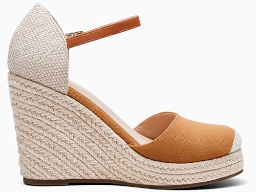 Image of FISACE Womens Summer Espadrille Heel Platform Wedge Sandals Ankle Buckle Strap Closed Toe Shoes