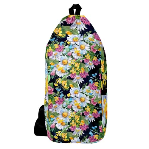 Sac à bandoulière pour voyage et randonnée fleurie