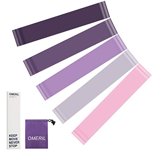 OMERIL Resistance Bands [Set of 5], Skin-Friendly Exercise Loop Bands with with 5