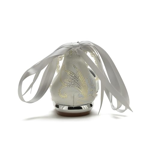 Women's Satin Flats Pointed Toe Bridal Pumps Flat Wedding Shoes Floral Ballet Comfort Walking Flats Shoes2