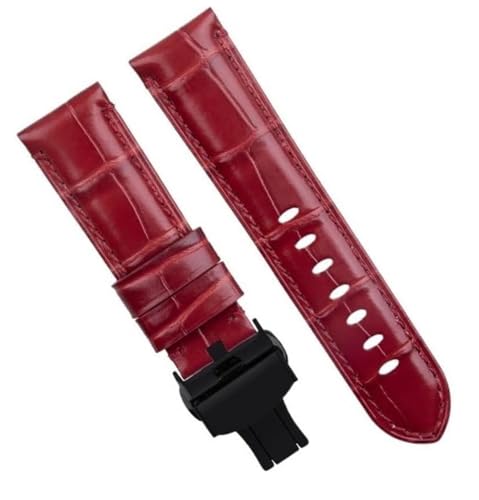 Bracelet montre de rechange cuir véritable 22mm rouge souple pour Breitling