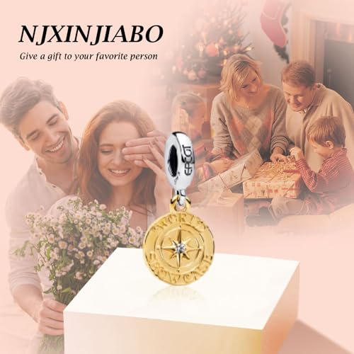 Image of S925 Sterling Silver Gold Plated Romantic Charms, Gifts for Mom Girlfriend Family on Valentine's Day Birthday Christmas Anniversary, Bracelet Necklace Bead Charm