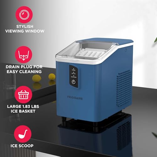 Image of FRIGIDAIRE Compact Countertop Ice Maker Machine, Produces 26 lb of Bullet Ice per Day, Blue