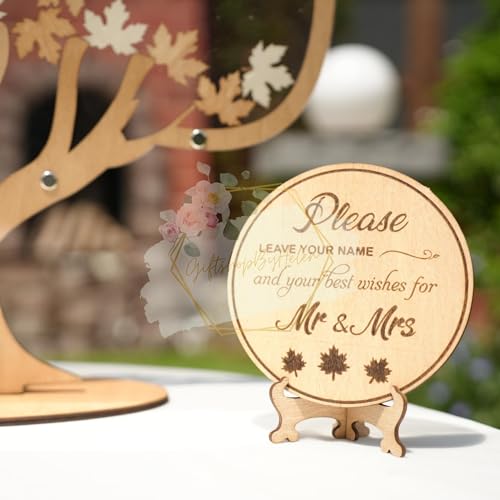 Image of Personalized Maple Tree Wedding Guest Book Alternative, Fall Leaf Drop Box | Personalized rustic fall wedding drop top box, wooden tree guest book alternative sign, unique bridal shower keepsake gift