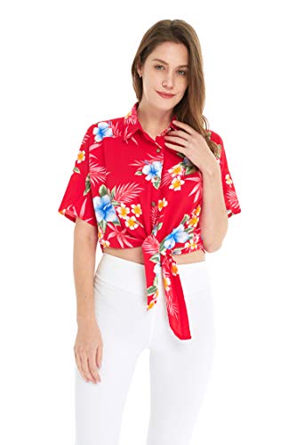 Image of Matchable Family Hawaiian Luau Men Women Girl Boy Clothes in Hibiscus Red