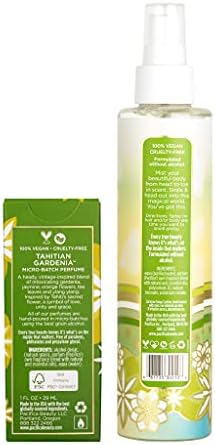 Pacifica Tahitian Gardenia Spray Perfume & Hair Mist and Body Spray Set - Exotic Gardenia Clean Fragrance Duo, Essential Oil Blend, Alcohol-Free Hair/Body Mist, 100% Vegan & Cruelty-Free