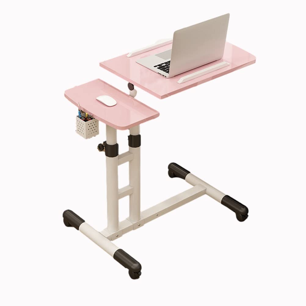 Overbed Table Overbed Table Portable Desk for Laptop with Wheels Adjustable Height Tilt Top and Mobile Rolling Stand